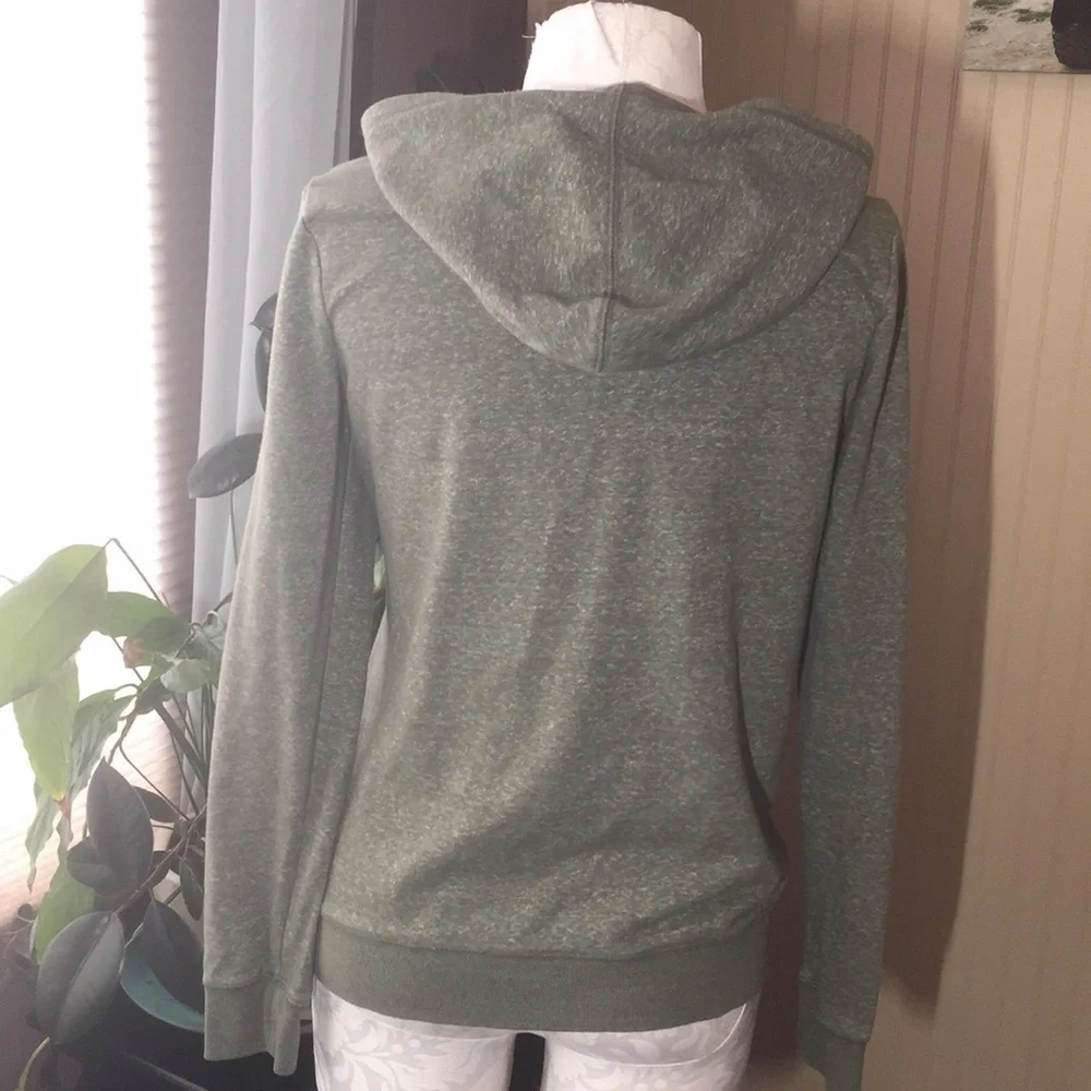 Justice jacket zip up hoodie size 16/18 green with floral print lettering
